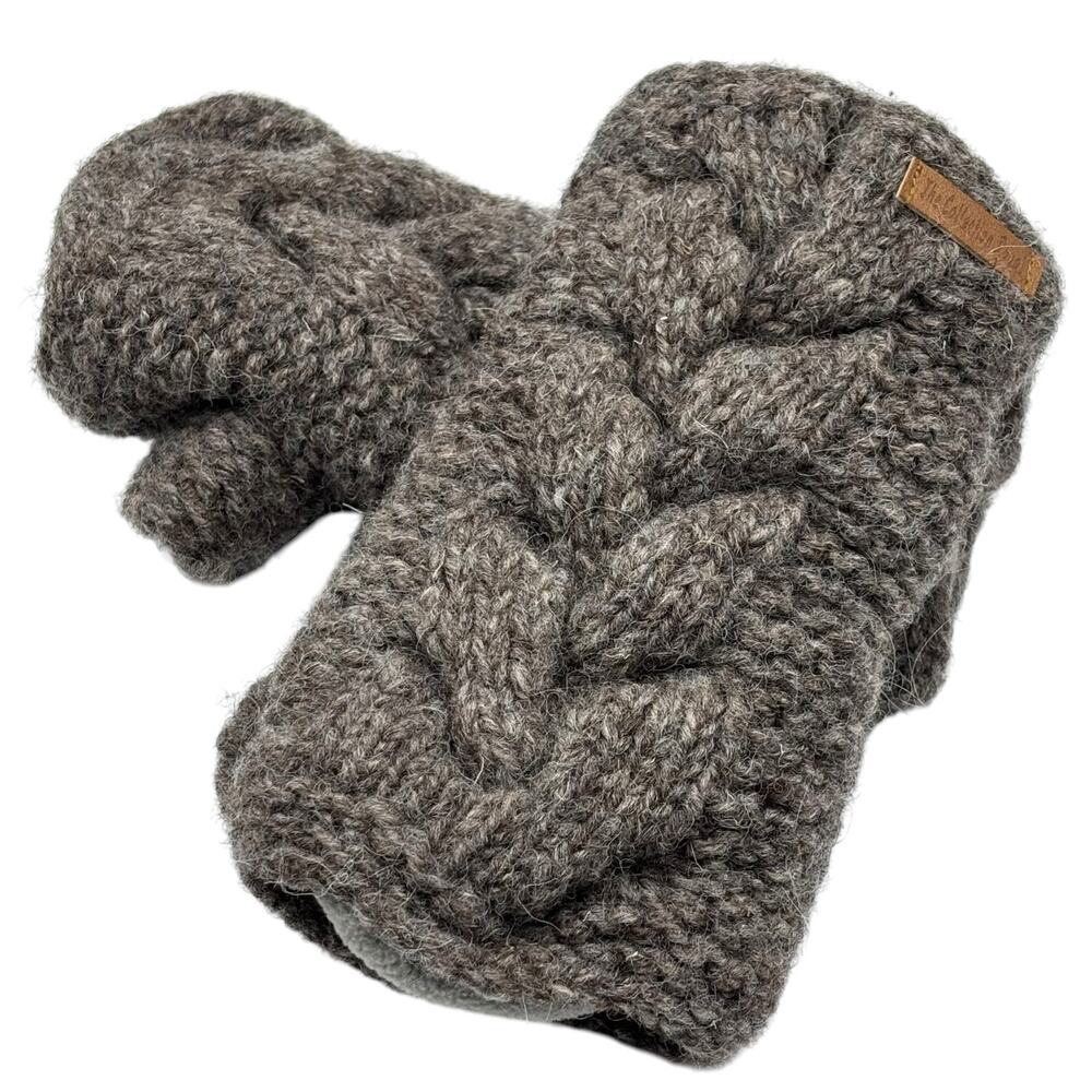 Hand Knit Wool Fingerless Mittens, Fleece Lined, Made in Nepal, One Size NWOT